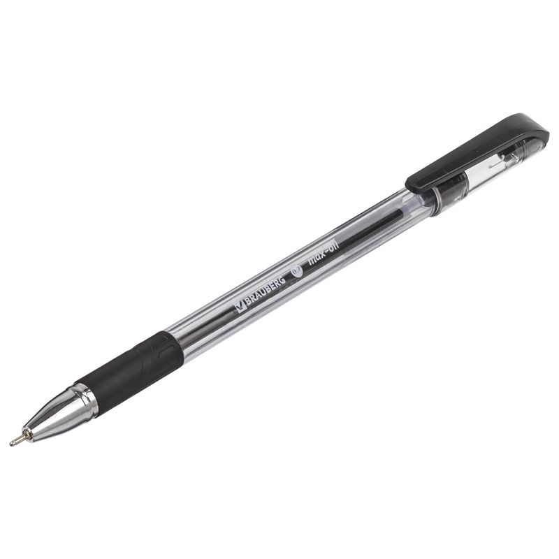 Ручка шариковая масляная с грипом BRAUBERG "Max-Oil", ЧЕРНАЯ, игольчатый узел 0,7 мм, линия письма 0,35 мм