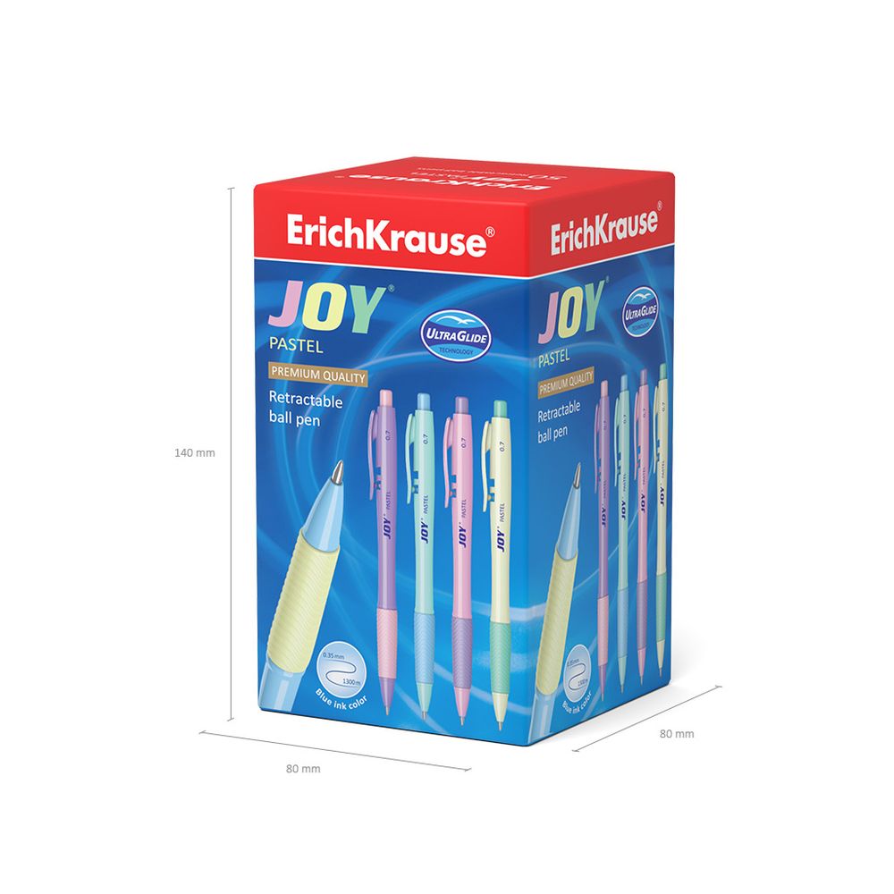 Ручка шариковая автоматическая ErichKrause JOY Pastel, Ultra Glide Technology, цвет чернил синий