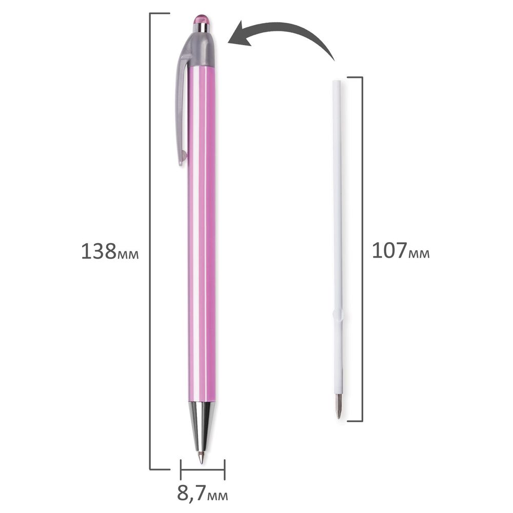 Ручка шариковая автоматическая BRAUBERG "Sakura", корпус ассорти, узел 0,5 мм, линия письма 0,3 мм