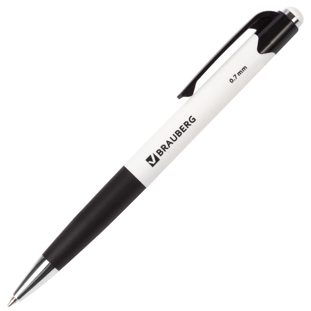 Ручка шариковая автоматическая с грипом BRAUBERG "Concept", СИНЯЯ, корпус ассорти, узел 0,7 мм, линия письма 0,35 мм