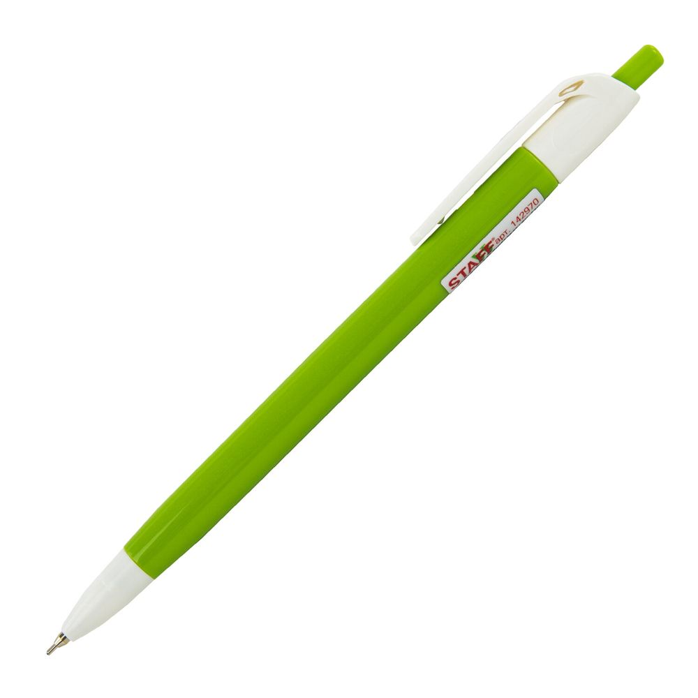 Ручка шариковая масляная автоматическая STAFF "OBP-253", СИНЯЯ, корпус ассорти, узел 0,7 мм, линия письма 0,35 мм