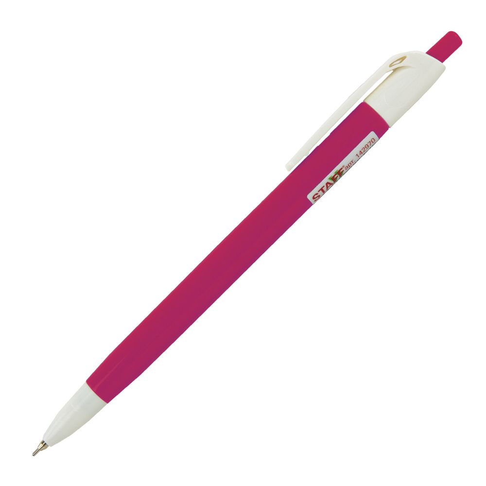 Ручка шариковая масляная автоматическая STAFF "OBP-253", СИНЯЯ, корпус ассорти, узел 0,7 мм, линия письма 0,35 мм