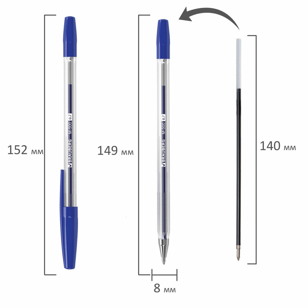 Ручки шариковые BRAUBERG "M-500", НАБОР 10 цветов, АССОРТИ, узел 0,7 мм, линия письма 0,35 мм