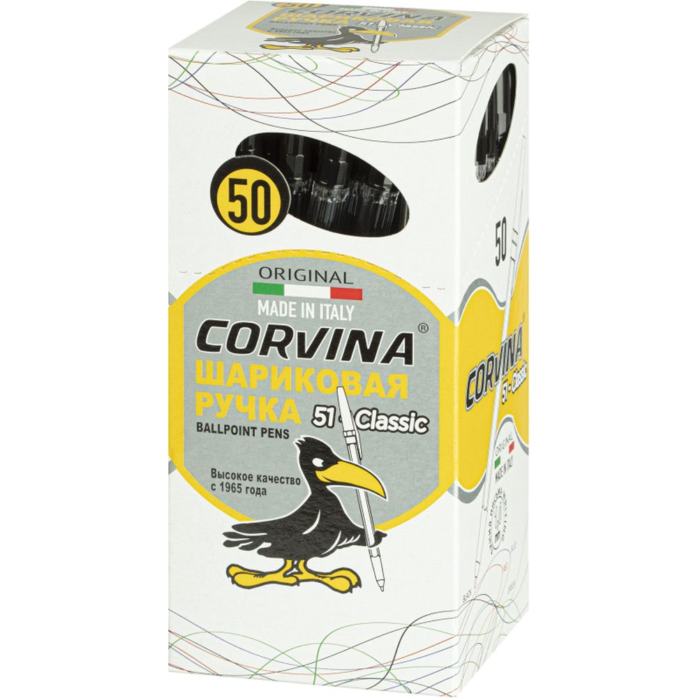 Ручка шариковая Corvina, прозрачный корпус, 1 мм, черный