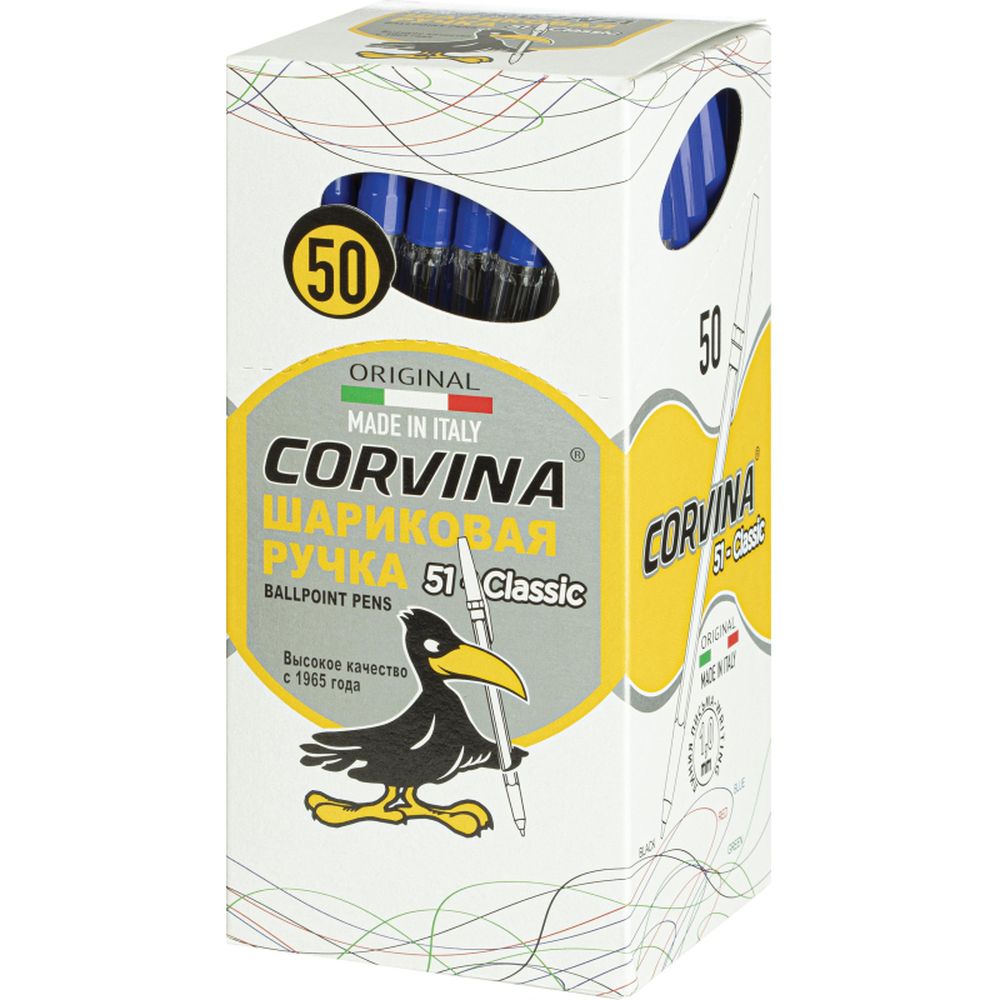 Ручка шариковая Corvina, прозрачный корпус, 1 мм, синий