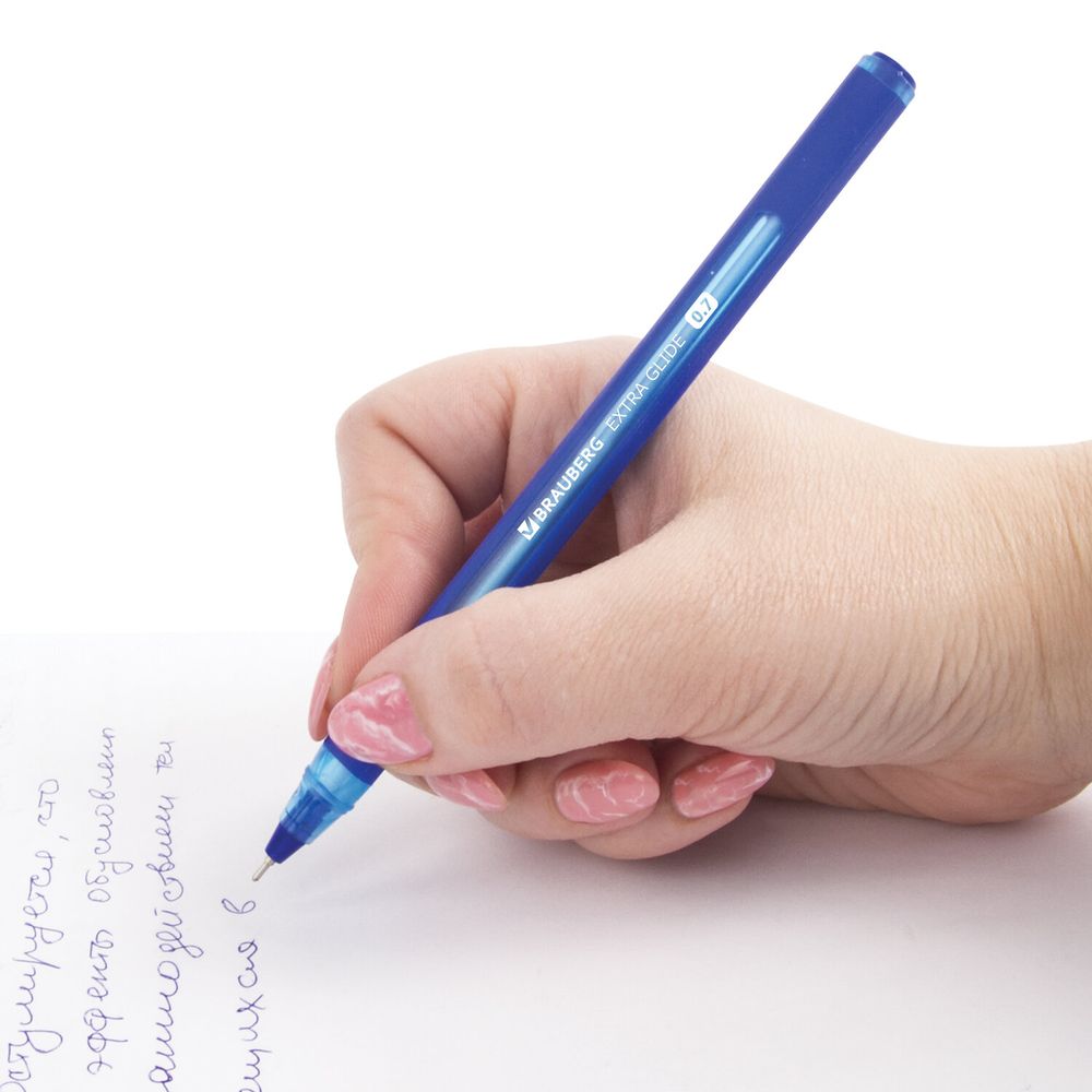 Ручка шариковая масляная BRAUBERG "Extra Glide Soft Blue", СИНЯЯ, узел 0,7 мм, линия письма 0,35 мм