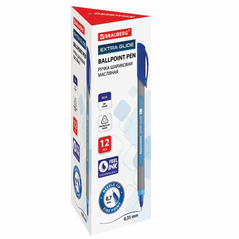 Ручка шариковая масляная BRAUBERG "Extra Glide Soft Grey", СИНЯЯ, узел 0,7 мм, линия письма 0,35 мм