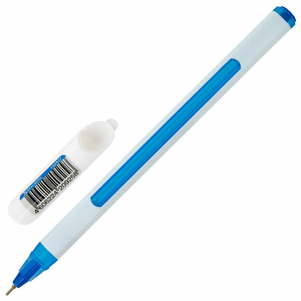 Ручка шариковая масляная BRAUBERG "Extra Glide Soft White", СИНЯЯ, узел 0,7 мм, линия письма 0,35 мм