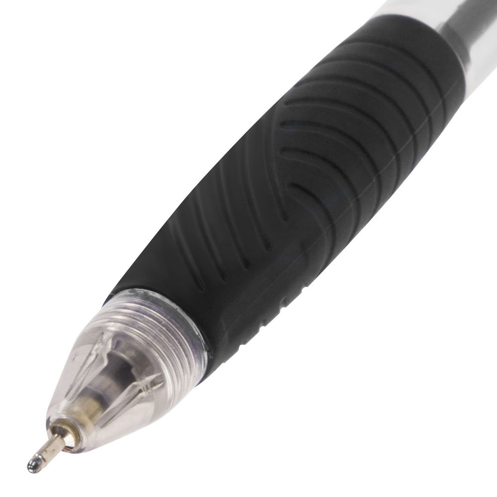 Ручка шариковая масляная автоматическая с грипом BRAUBERG "Jet", ЧЕРНАЯ, узел 0,7 мм, линия письма 0,35 мм