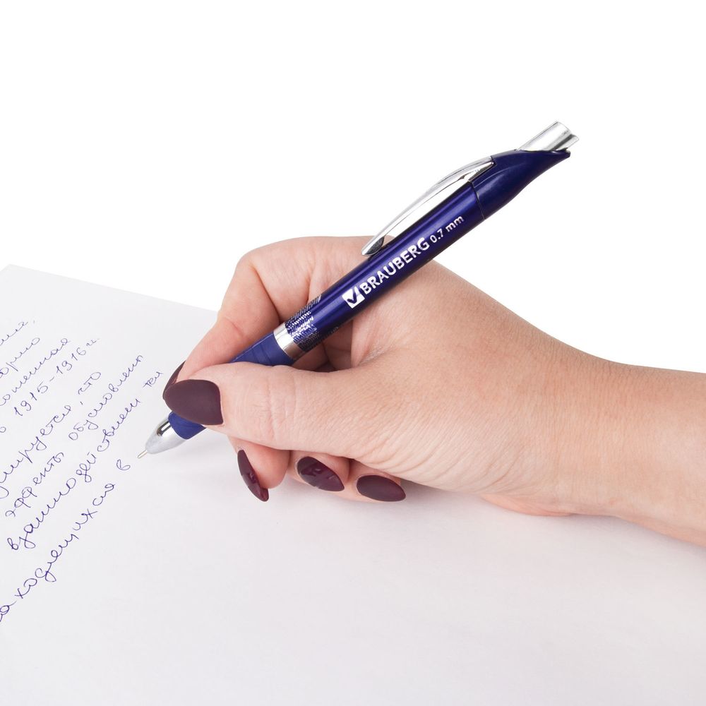 Ручка шариковая масляная автоматическая с грипом BRAUBERG "Jet-X", СИНЯЯ, узел 0,7 мм, линия письма 0,35 мм