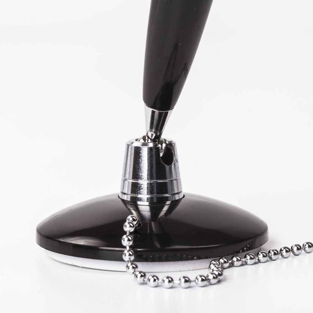 Ручка шариковая настольная BRAUBERG "Стенд-Пен Блэк1", СИНЯЯ, цепочка, корпус черный, линия письма 0,5 мм