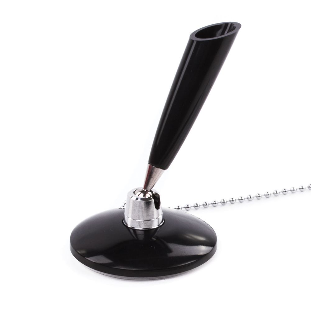 Ручка шариковая настольная BRAUBERG "Стенд-Пен Блэк1", СИНЯЯ, цепочка, корпус черный, линия письма 0,5 мм