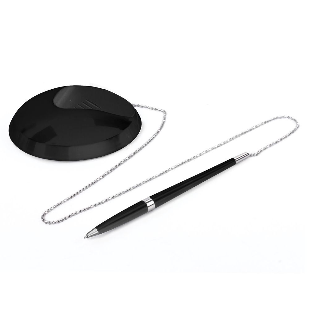 Ручка шариковая настольная BRAUBERG "Стенд-Пен Блэк2", СИНЯЯ, цепочка, корпус черный, линия письма 0,5 мм