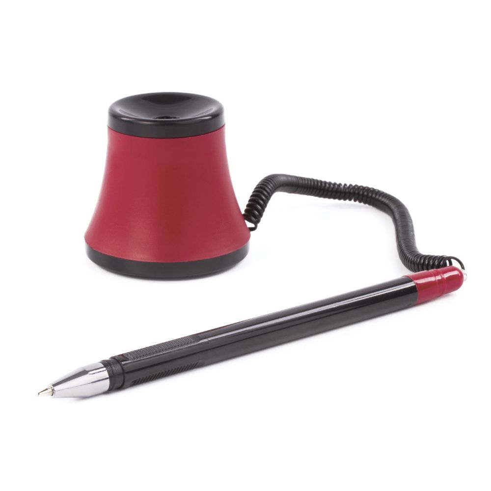 Ручка шариковая настольная масляная BRAUBERG "Стенд-Пен №1", СИНЯЯ, корпус черный/красный, линия письма 0,35 мм