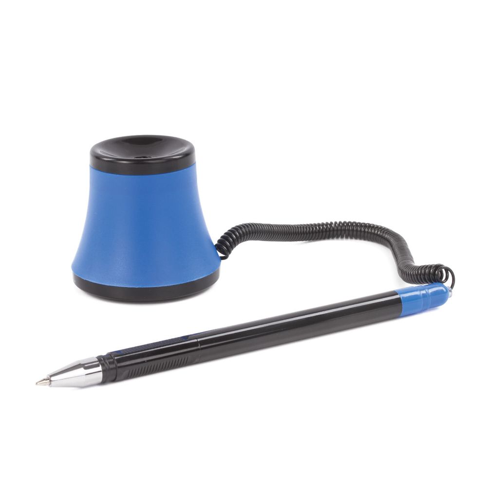 Ручка шариковая настольная масляная BRAUBERG "Стенд-Пен №1", СИНЯЯ, корпус черный/синий, линия письма 0,35 мм