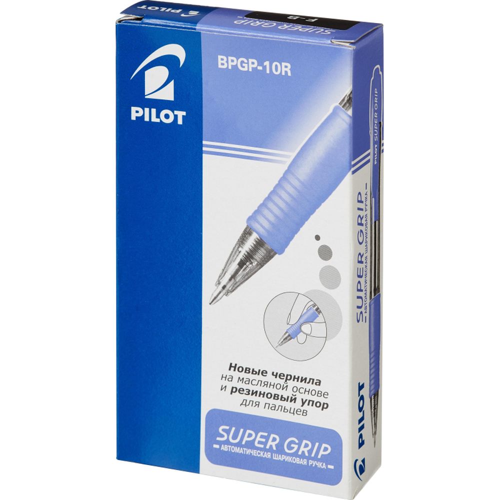 Ручка шариковая Pilot BPGP-10R-F Super Grip, автомат., 0,7 мм, черный