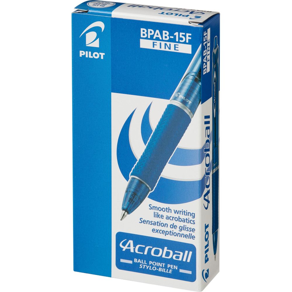 Ручка шариковая Pilot BPAB-15F-L Acroball автомат, с резиновым упором, толщина линии 0,28мм, синяя
