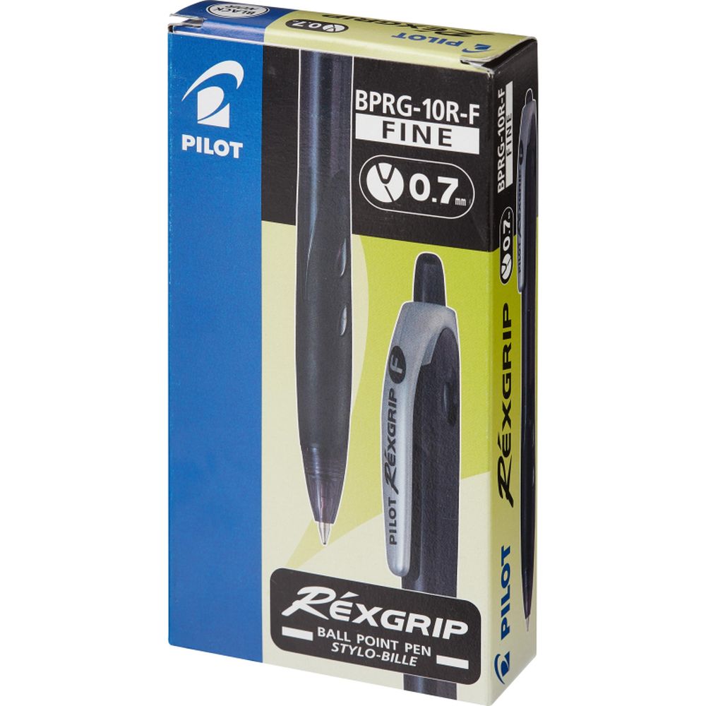 Ручка шариковая Pilot BPRG-10R-F-B Rex Grip, на масляной основе, автомат, цветной корпус, 0,7мм, черная