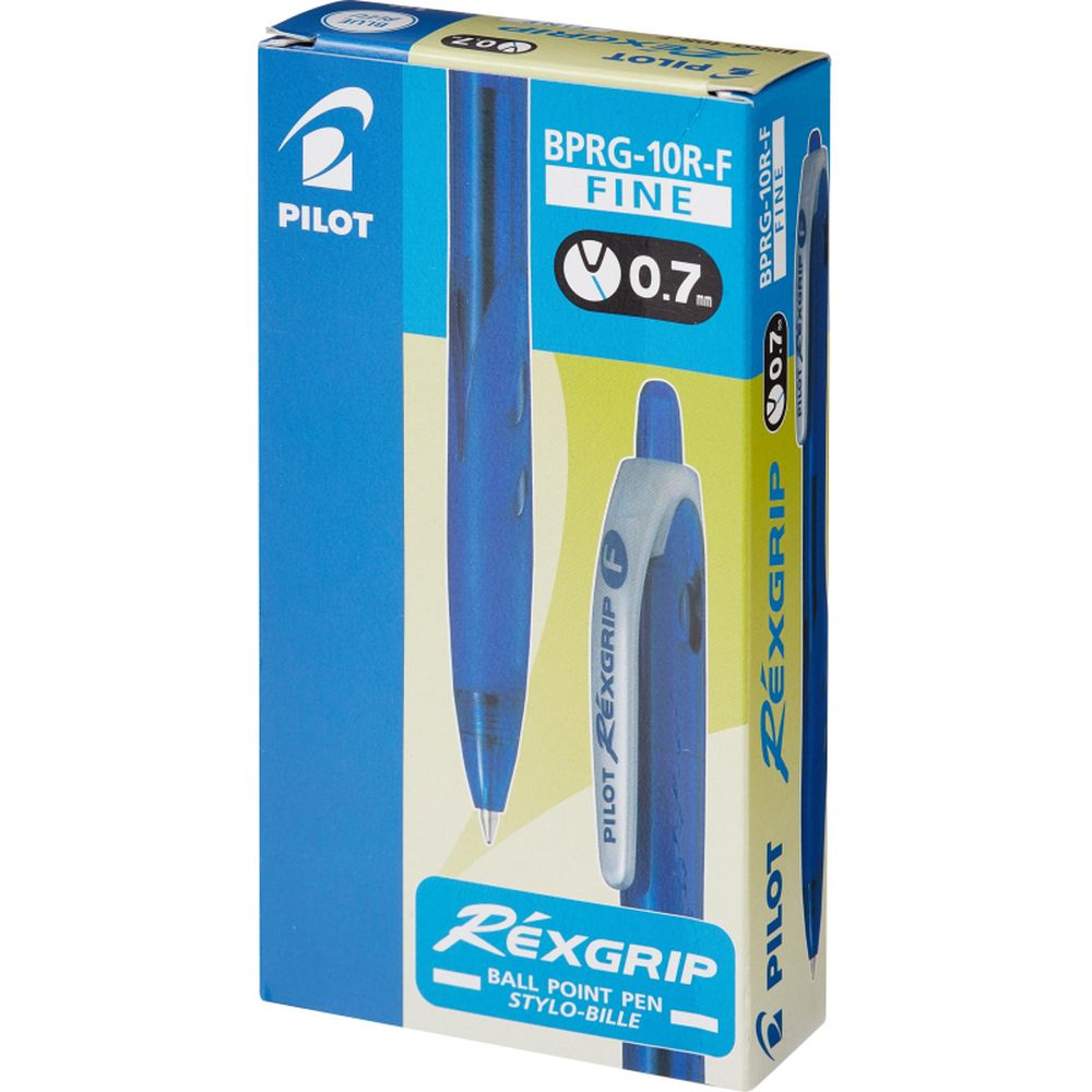 Ручка шариковая Pilot BPRG-10R-F-L Rex Grip, на масляной основе, автомат, цветной корпус, 0,7мм, синяя
