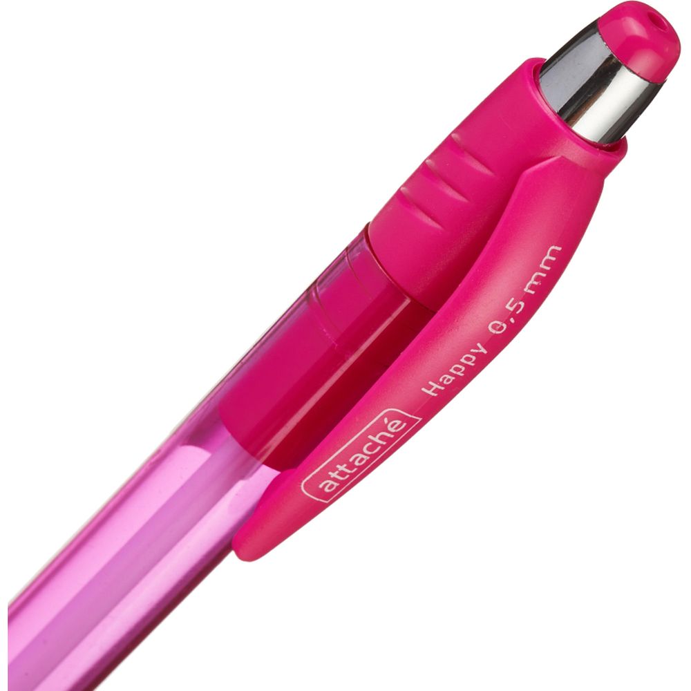 Ручка шариковая Attache Happy, 0,5мм, автомат, розовый корпус, синяя