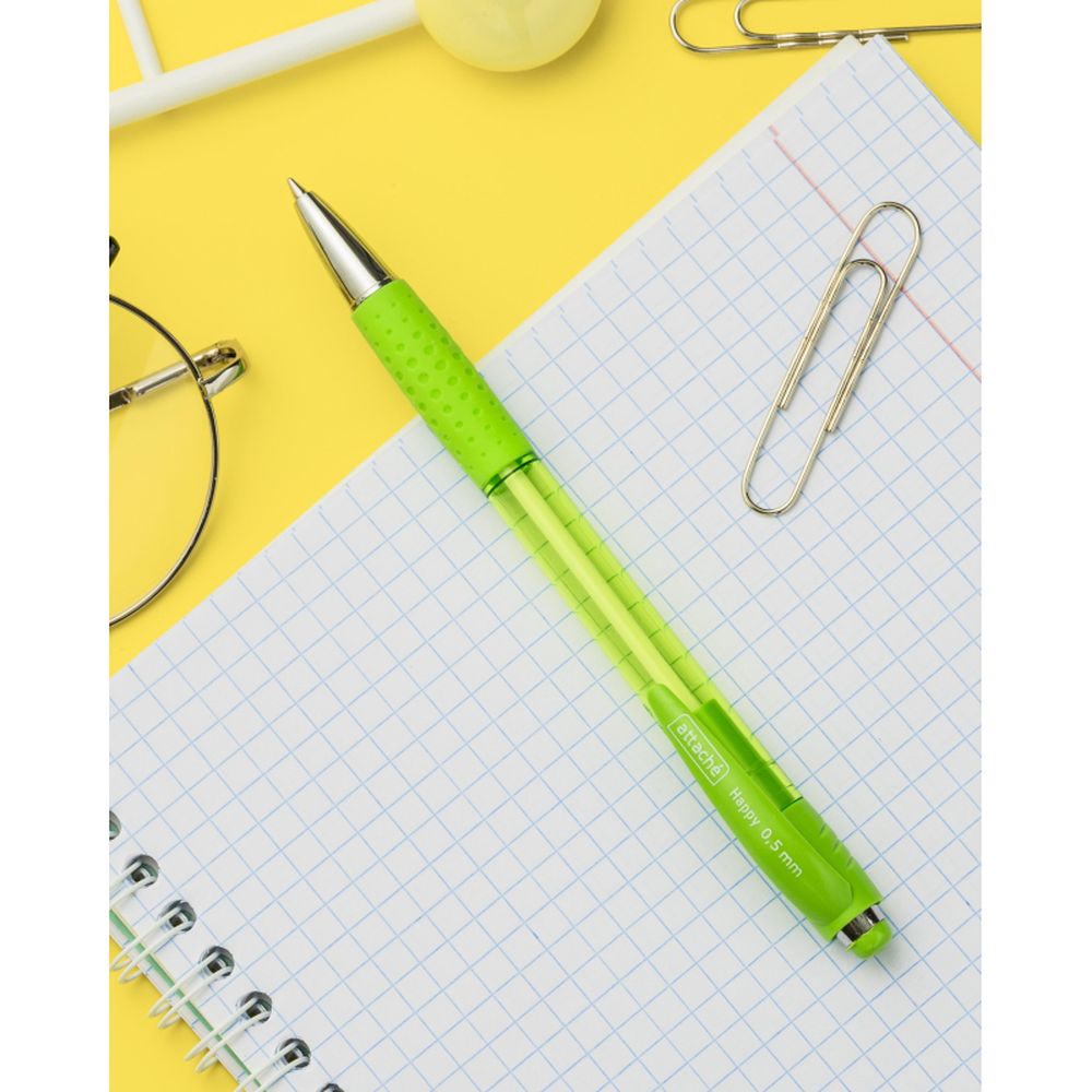 Ручка шариковая Attache Happy, зеленый корпус, цвет чернил-синий