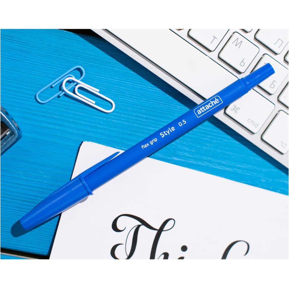 Ручка шариковая Attache Style, 0,5мм, прорезиненный корпус, синяя