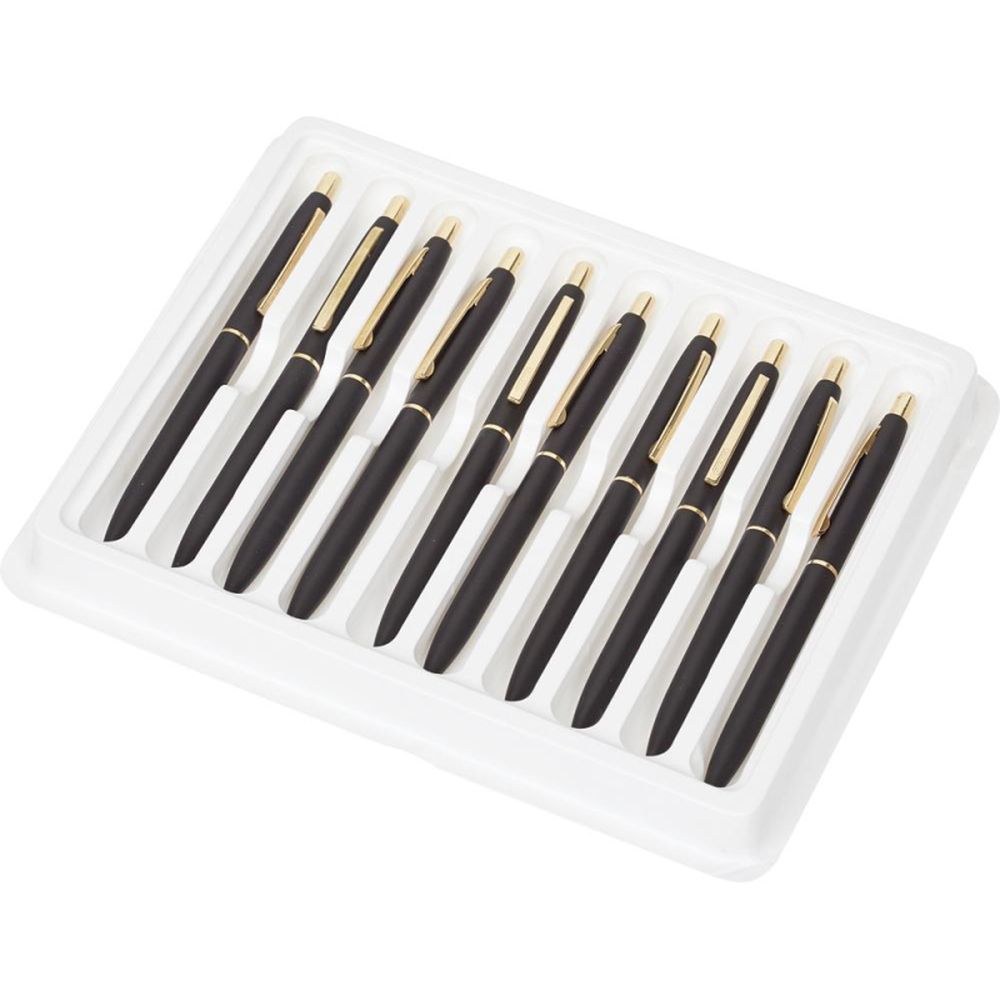 Ручка шариковая Attache, 0,7мм, автомат, металлический черный корпус, синяя