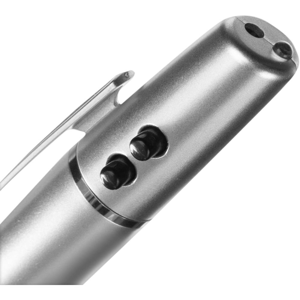 Ручка шариковая Beifa 3в1, серебр. +указка красн.лазер +фонарь LH612СР, синяя