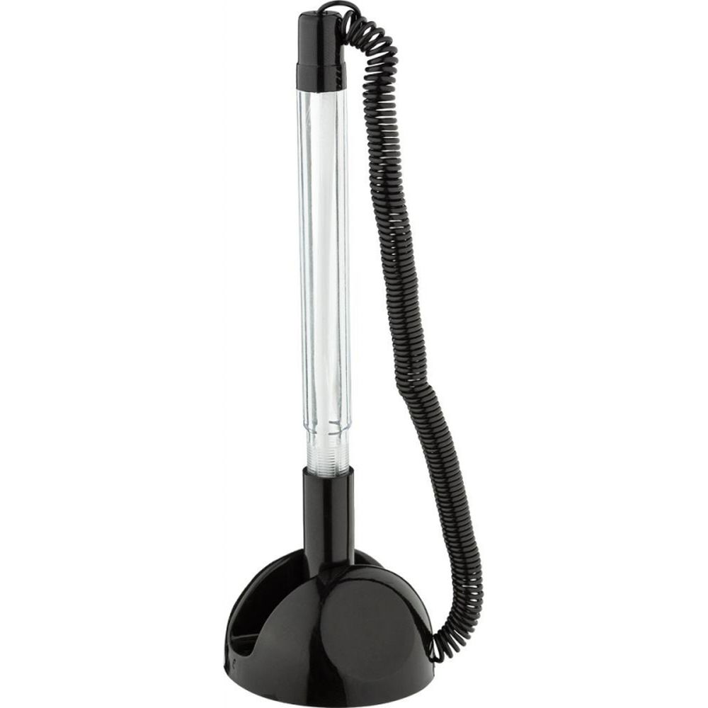 Ручка шариковая на пружине Beifa, держатель на липучке, черный корпус, синяя