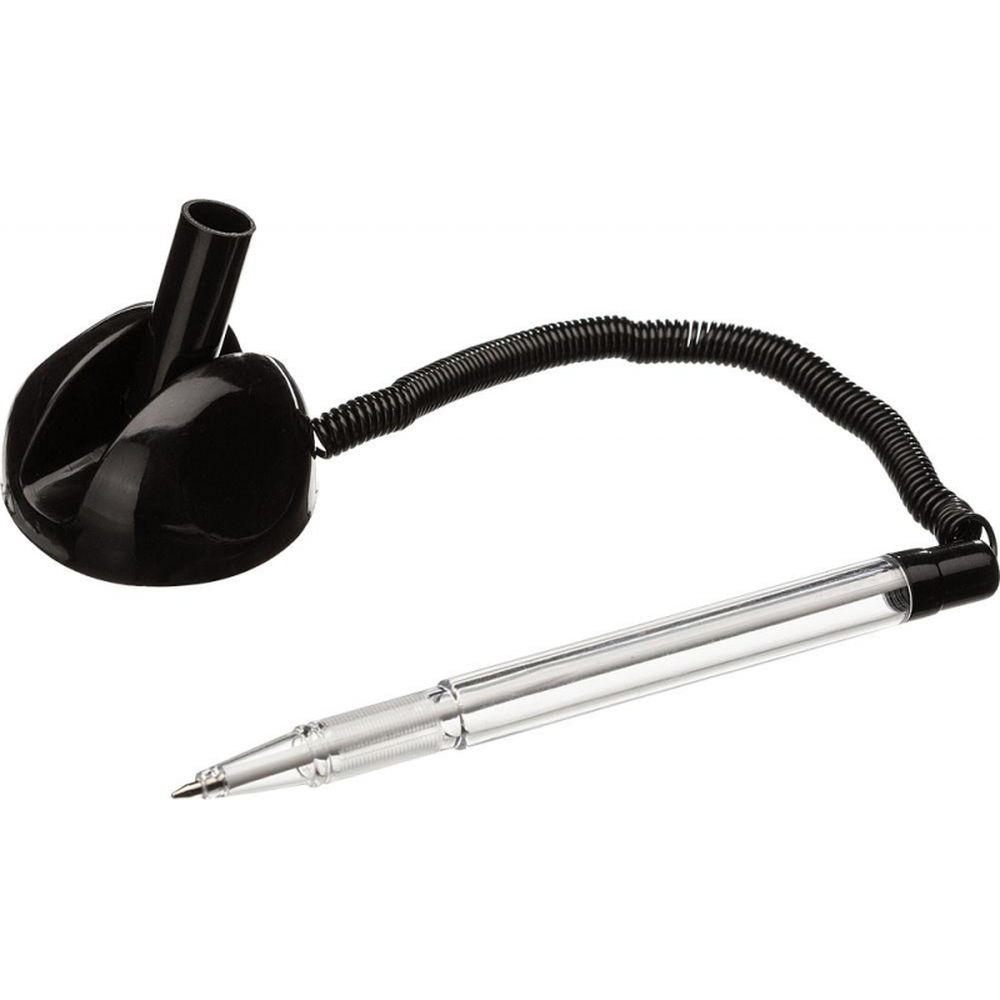 Ручка шариковая на пружине Beifa, держатель на липучке, черный корпус, синяя