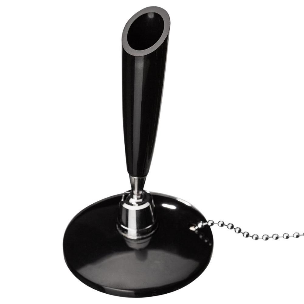 Ручка шариковая на цепочке Beifa KP1005, в держателе, черный корпус, синяя