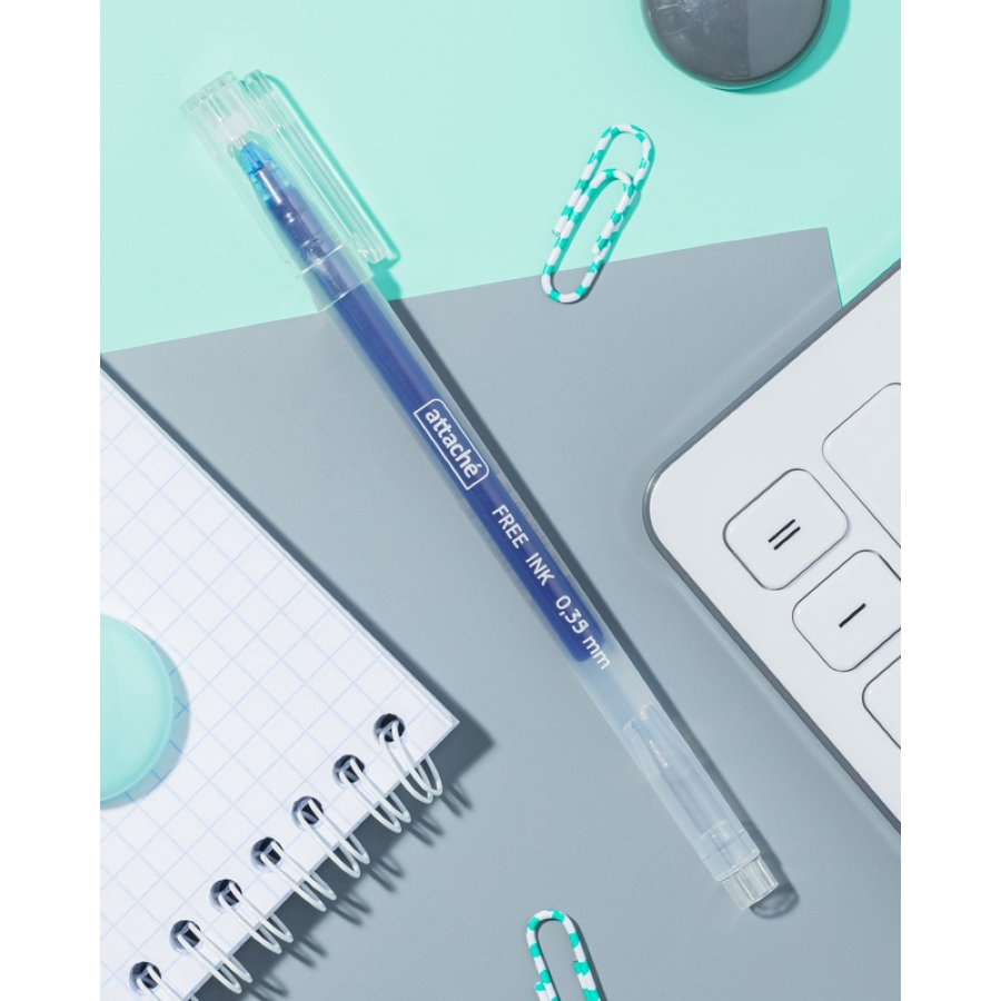 Ручка гелевая Attache Free ink неавтомат, одноразовая, 0,35мм, синяя 