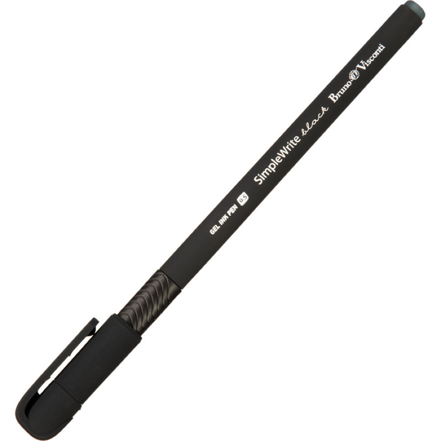 Ручка гелевая неавтоматическая Bruno Visconti SimpleWrite Black черная корпус soft touch (толщина линии 0.4 мм) 