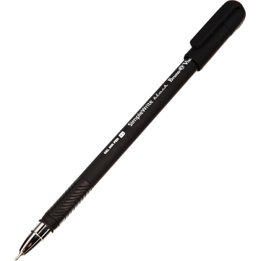 Ручка гелевая неавтоматическая Bruno Visconti SimpleWrite Black черная корпус soft touch (толщина линии 0.4 мм) 