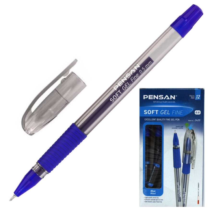 Ручка гелевая неавтоматическая Pensan Soft Gel синяя (толщина линии 0.35 мм) 