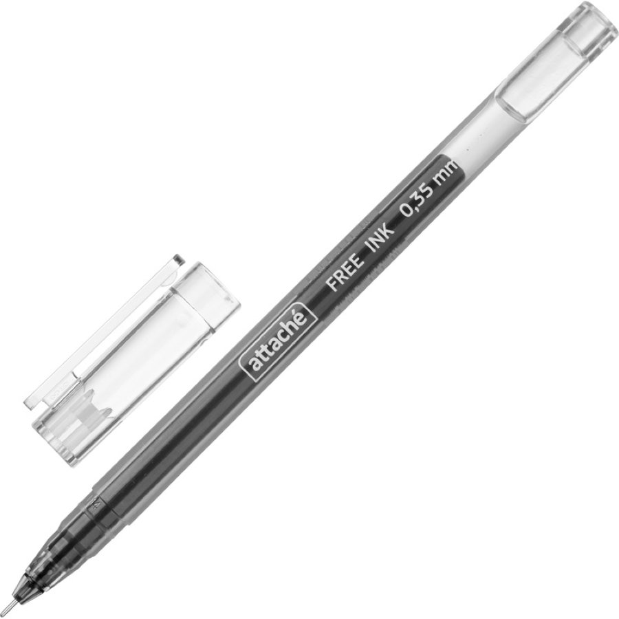 Ручка гелевая одноразовая Attache Free ink черная (толщина линии 0.35 мм) 