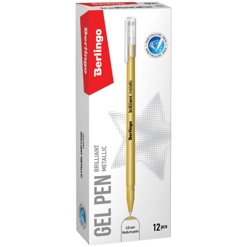 Ручка гелевая Berlingo "Brilliant Metallic", золото металлик, 0,8мм