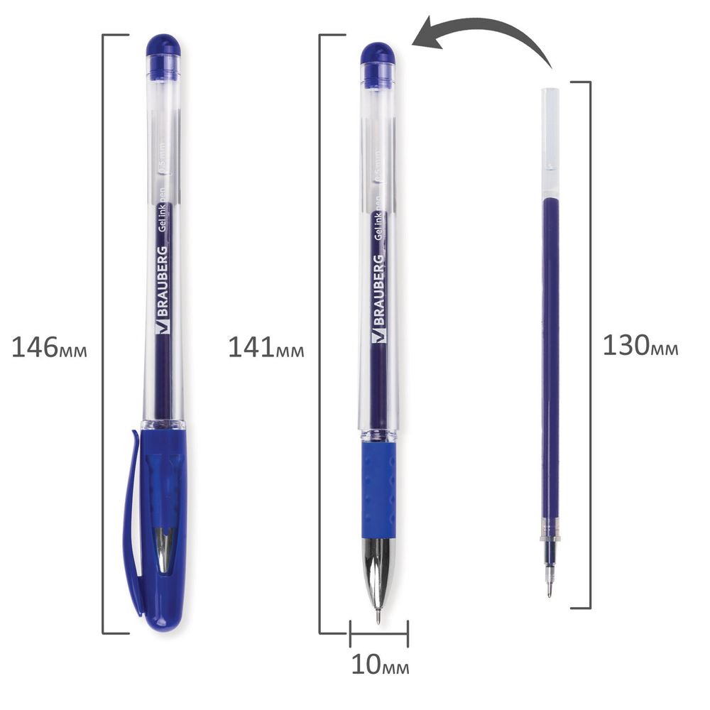 Ручка гелевая с грипом BRAUBERG "Geller", СИНЯЯ, игольчатый узел 0,5 мм, линия письма 0,35 мм