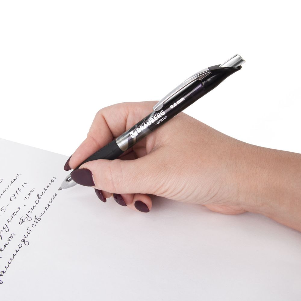 Ручка гелевая автоматическая с грипом BRAUBERG "Jet Gel", ЧЕРНАЯ, печать, узел 0,6 мм, линия письма 0,4 мм