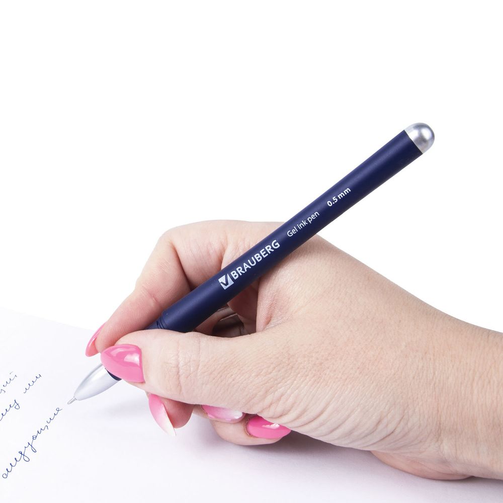 Ручка гелевая с грипом BRAUBERG "Impulse", СИНЯЯ, игольчатый узел 0,5 мм, линия письма 0,35 мм