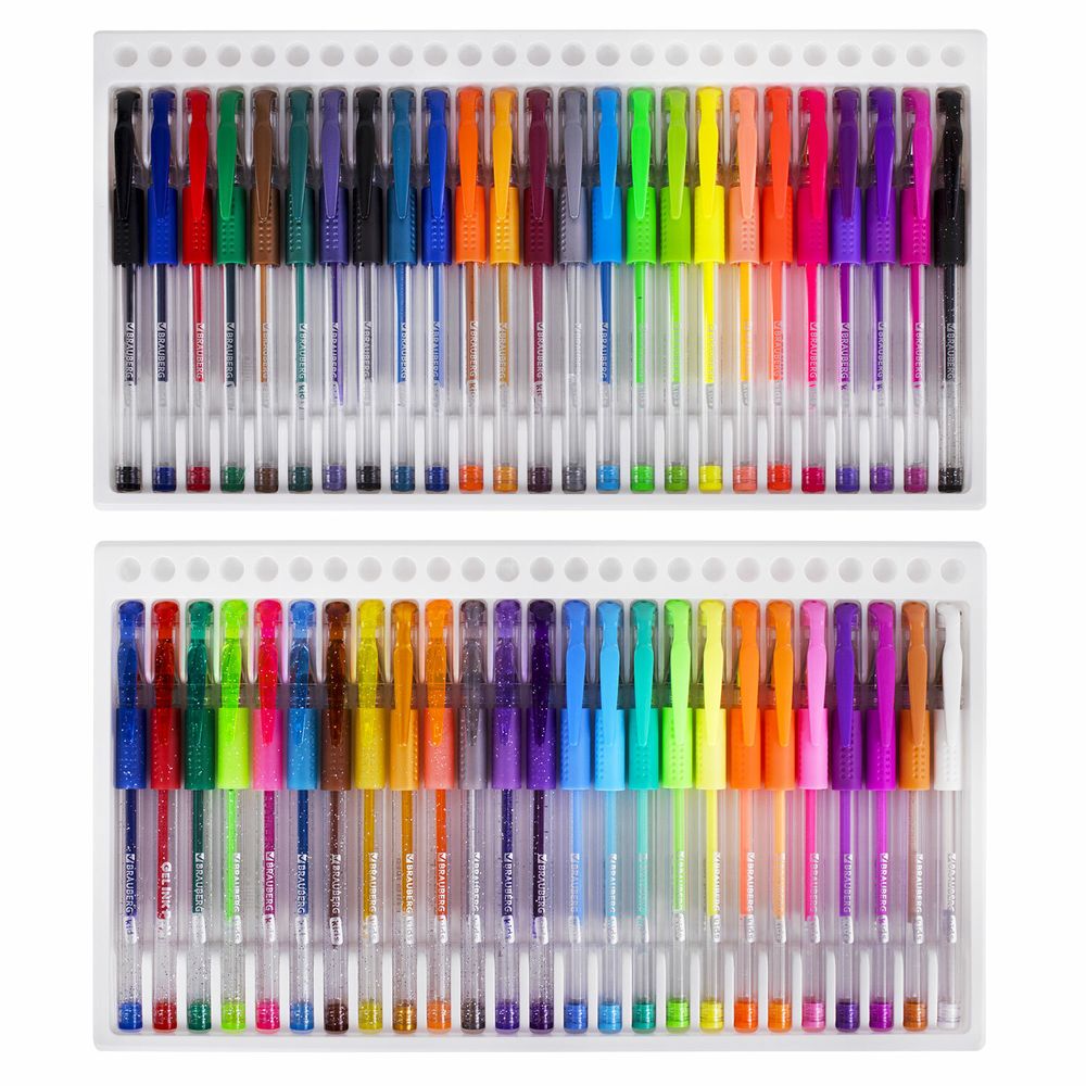 Ручки гелевые с грипом НАБОР 50 ЦВЕТОВ, линия письма 0,5 мм, BRAUBERG KIDS