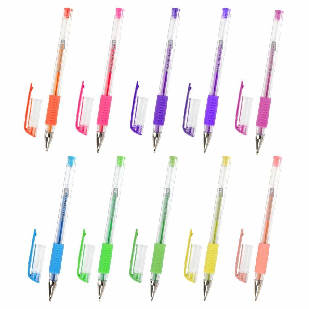 Ручки гелевые с грипом НАБОР 50 ЦВЕТОВ, линия письма 0,5 мм, BRAUBERG KIDS