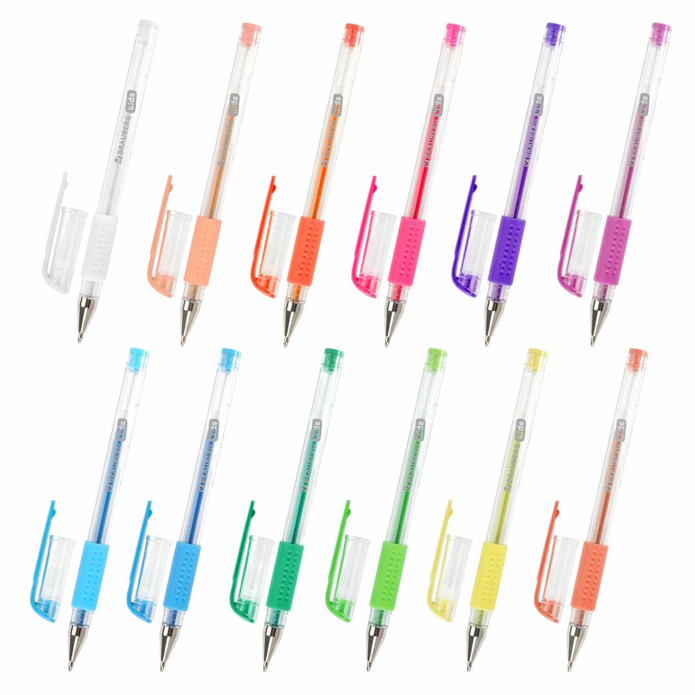 Ручки гелевые с грипом НАБОР 50 ЦВЕТОВ, линия письма 0,5 мм, BRAUBERG KIDS