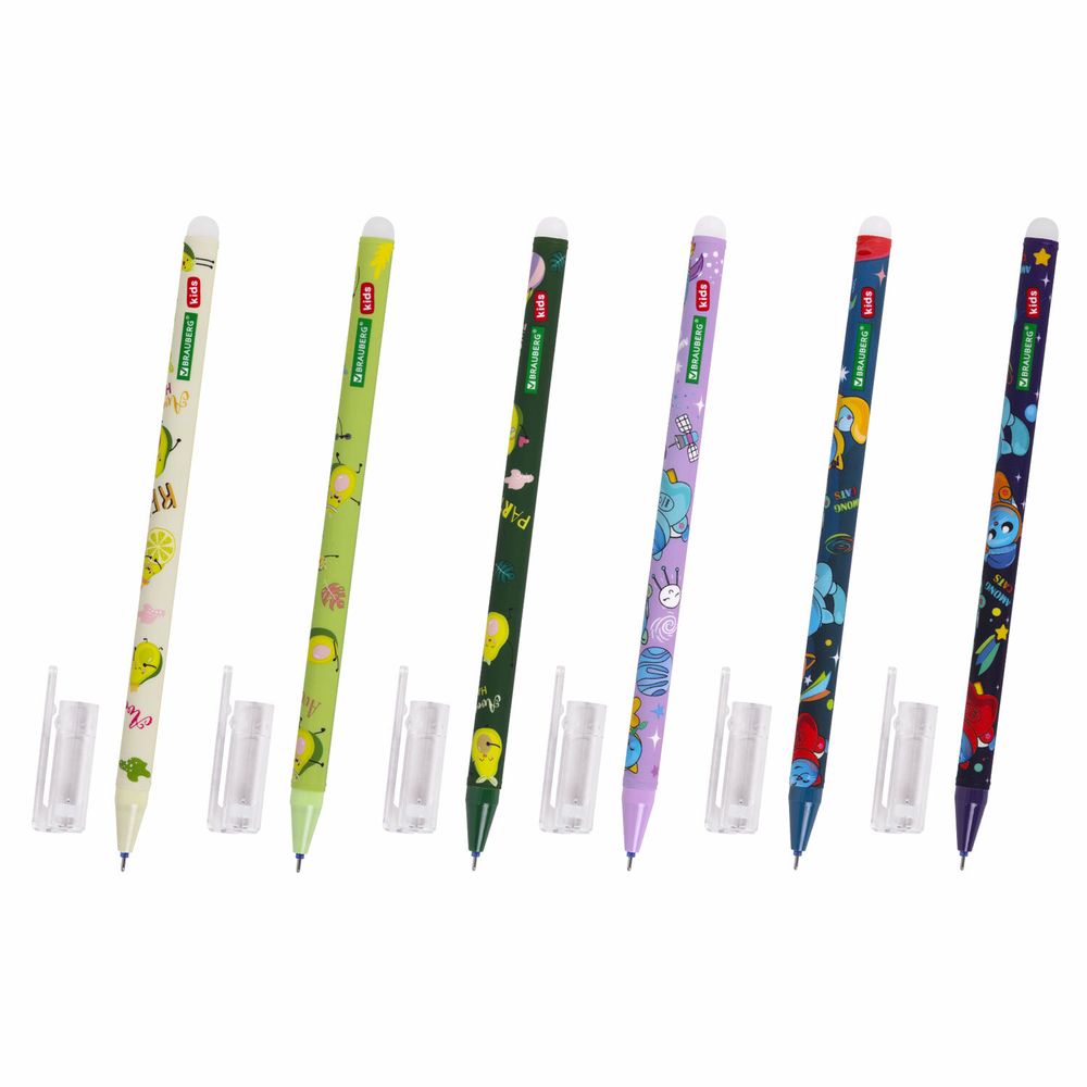 Ручка стираемая гелевая BRAUBERG KIDS "MIX", СИНЯЯ, корпус ассорти, игольчатый наконечник 0,5 мм, линия 0,35 мм