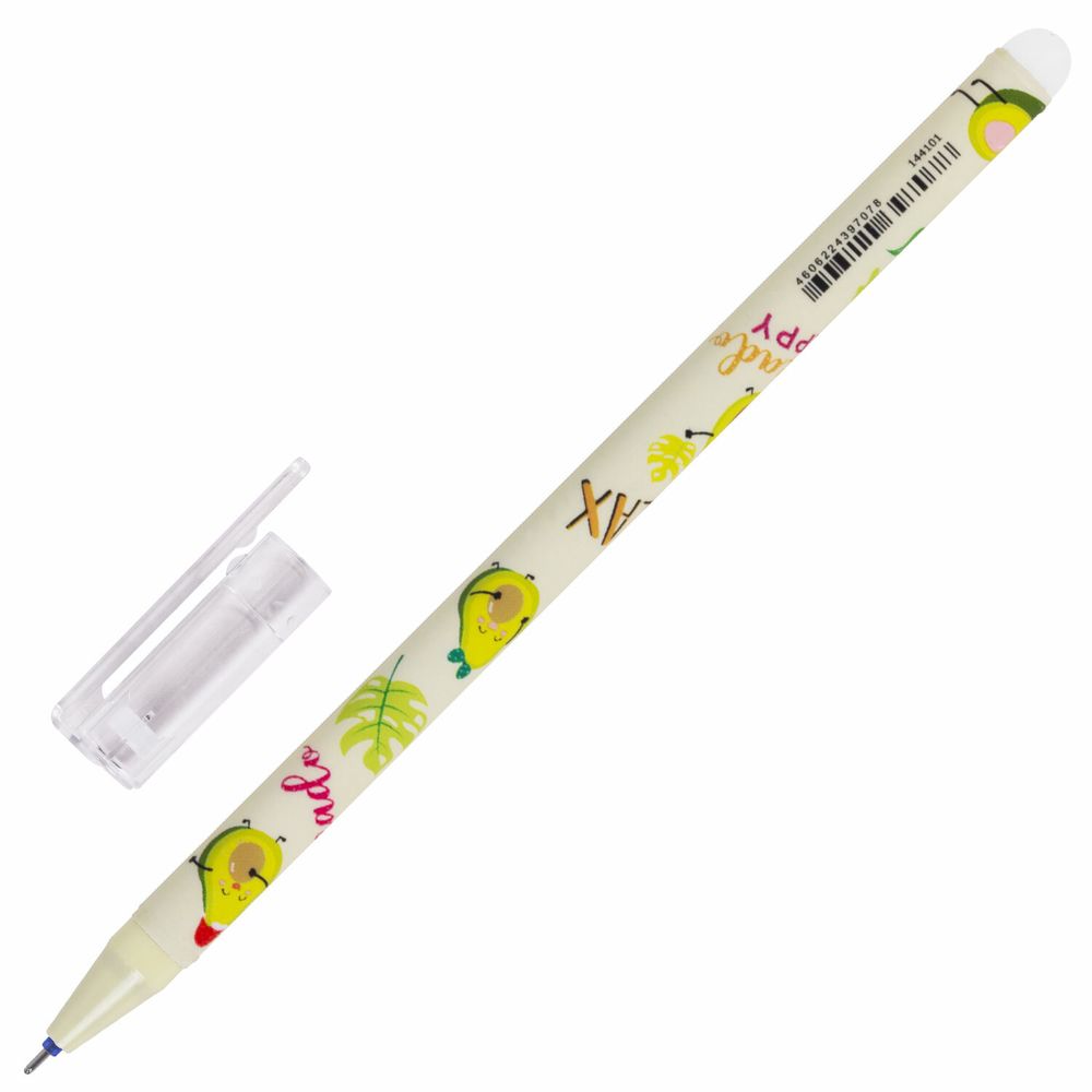 Ручка стираемая гелевая BRAUBERG KIDS "MIX", СИНЯЯ, корпус ассорти, игольчатый наконечник 0,5 мм, линия 0,35 мм