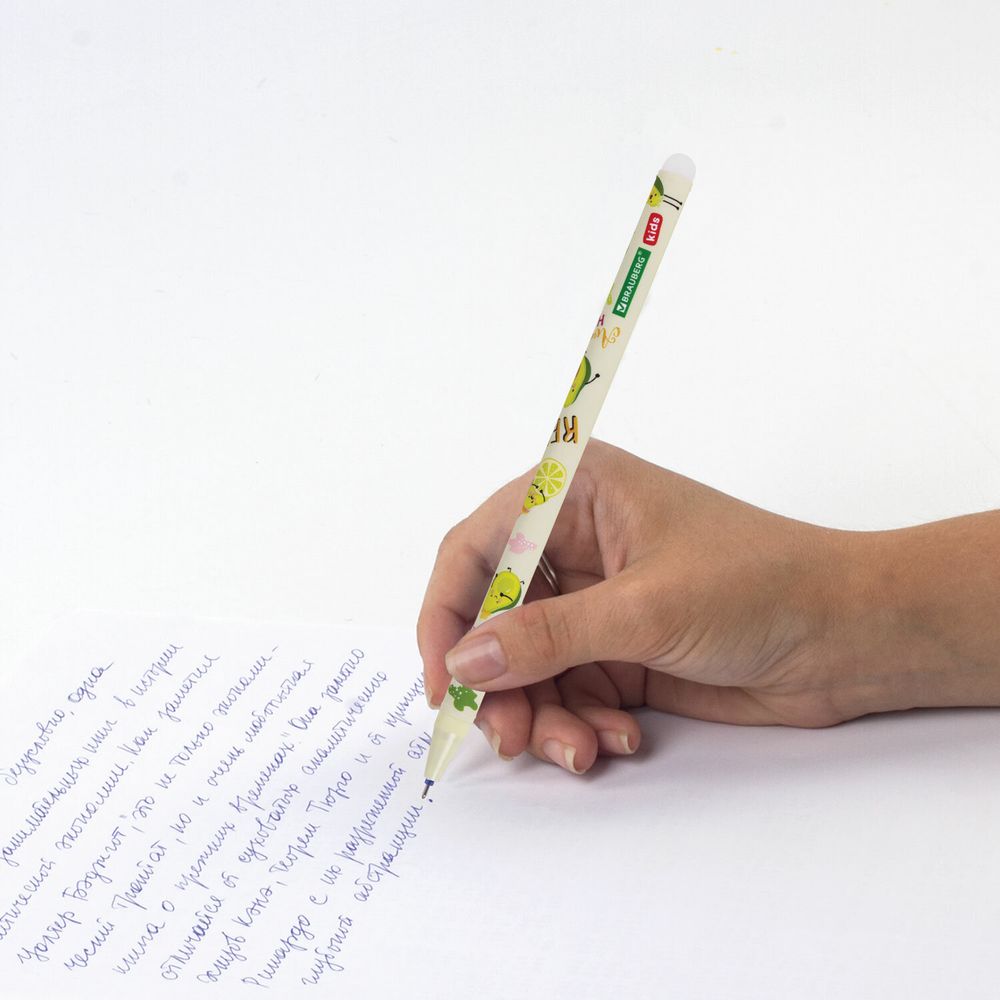 Ручка стираемая гелевая BRAUBERG KIDS "MIX", СИНЯЯ, корпус ассорти, игольчатый наконечник 0,5 мм, линия 0,35 мм