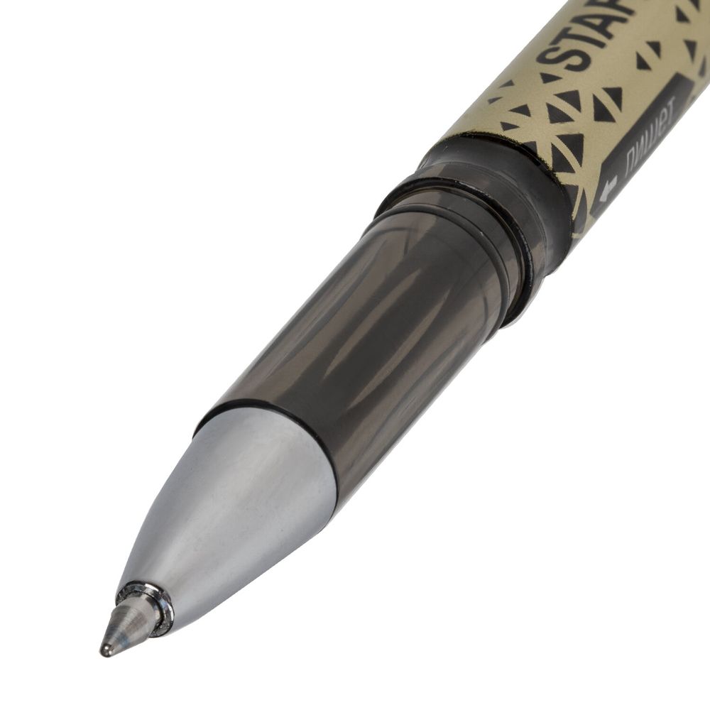 Ручка стираемая гелевая STAFF "College GP-200", ЧЕРНАЯ, хромированные детали, узел 0,5 мм, линия письма 0,35 мм