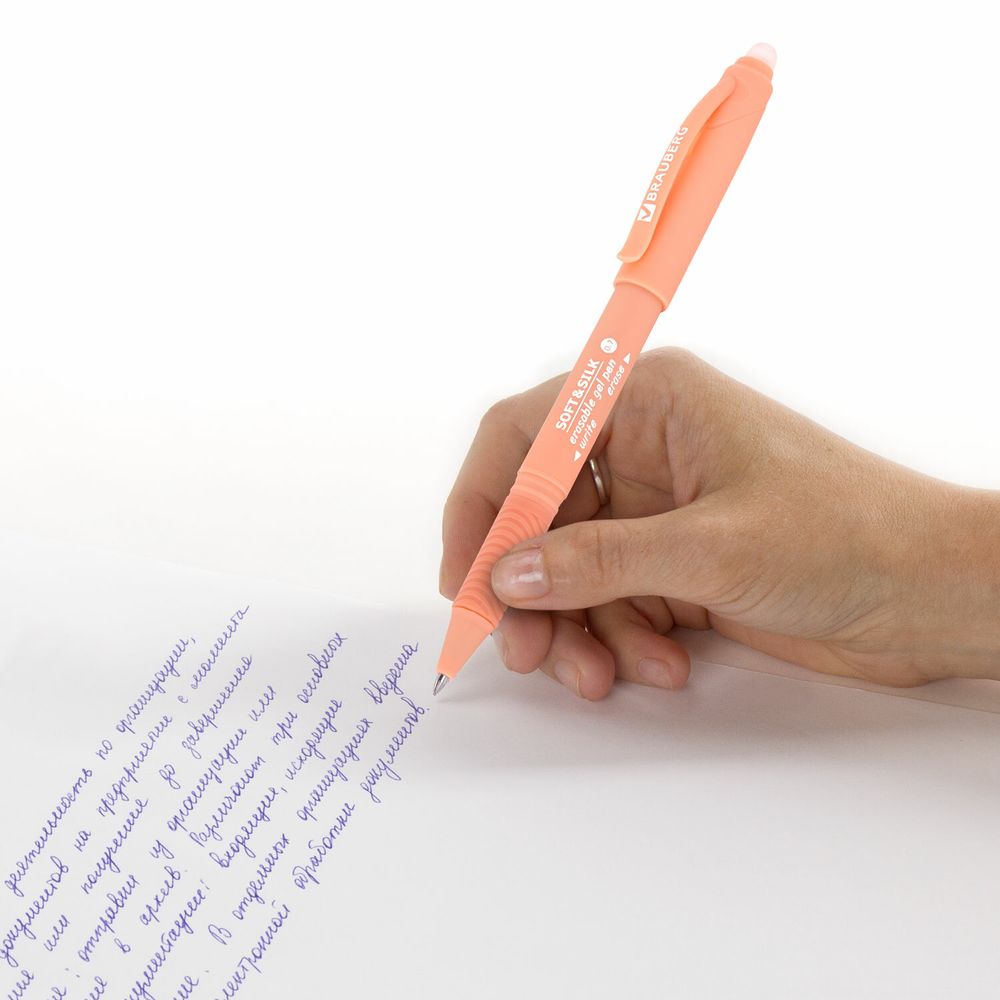 Ручка стираемая гелевая с грипом BRAUBERG "SOFT&SILK PASTEL", СИНЯЯ, корпус ассорти, узел 0,7 мм