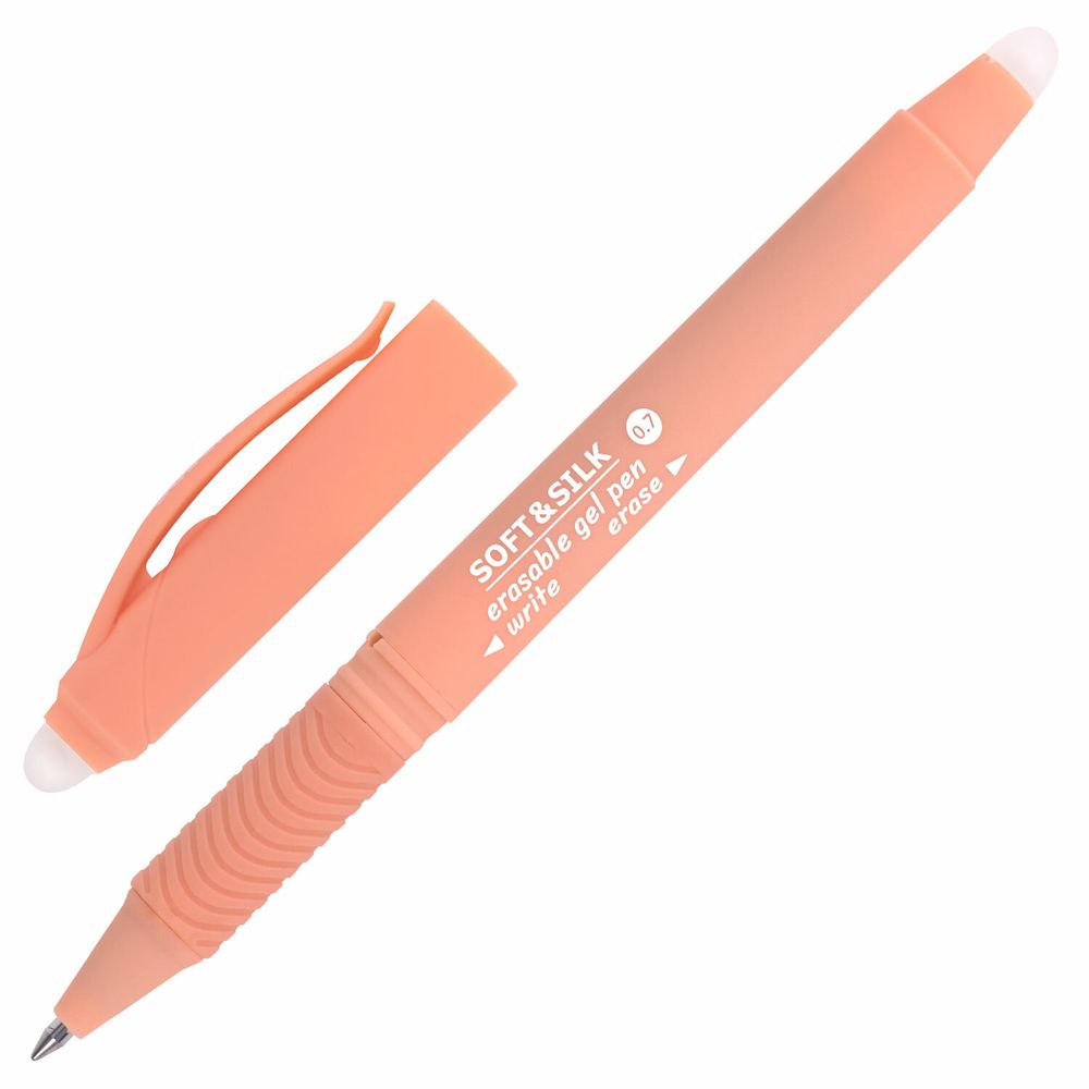 Ручка стираемая гелевая с грипом BRAUBERG "SOFT&SILK PASTEL", СИНЯЯ, корпус ассорти, узел 0,7 мм