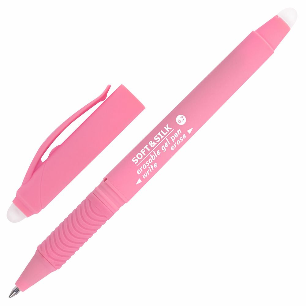 Ручка стираемая гелевая с грипом BRAUBERG "SOFT&SILK PASTEL", СИНЯЯ, корпус ассорти, узел 0,7 мм